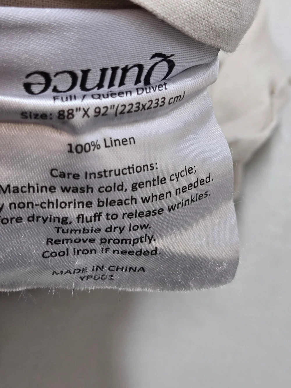 QUINCE European Linen Double Flange Duvet Cover Full/Queen Sand 8916